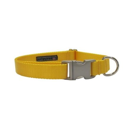 SASSY DOG WEAR Sassy Dog Wear SOLID YELLOW-METAL BUCKLE MED-C Nylon Webbing; Aluminum Buckle Dog Collar - Adjusts 13-20 in. - Yellow - Medium SOLID YELLOW-METAL BUCKLE MED-C